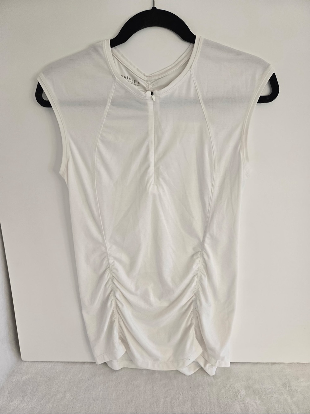Athleta White Sleeveless Ruched Workout Tee